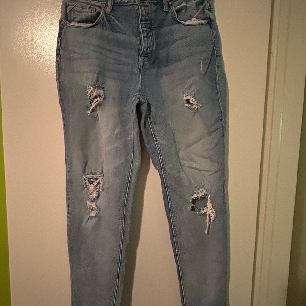 Blue Skinny Distressed Jeans with Ripped Details